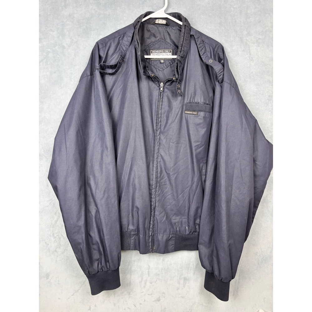 Members Only Vintage Navy Blue Iconic Racer Jacket XXL Long Mens Full Zip